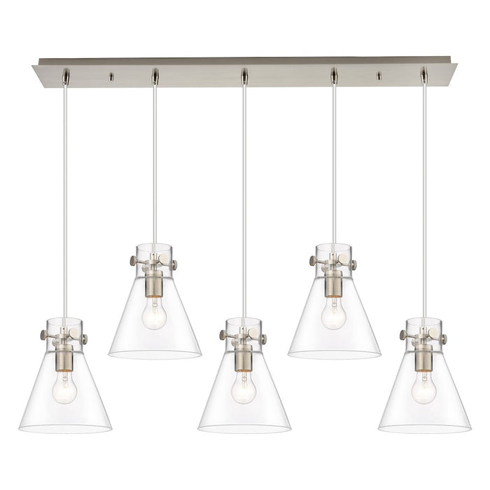 Innovations Newton Cone 5Lt 8" CL Pendant, SN/CL - 125-410-1PS-SN-G411-8CL