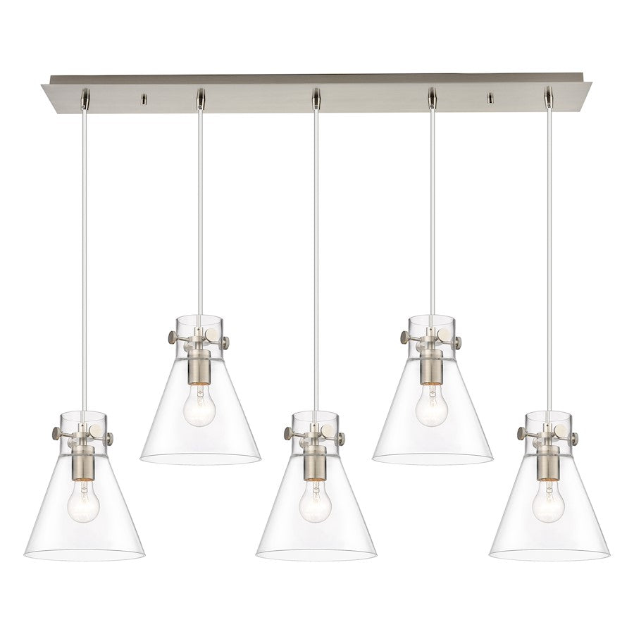 Innovations Newton Cone 5Lt 8" CL Pendant, SN/CL - 125-410-1PS-SN-G411-8CL