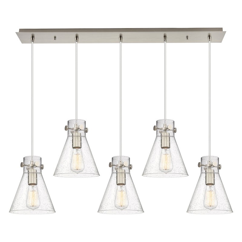 Innovations Newton Cone 5Lt 8" CL Pendant, SN/SD - 125-410-1PS-SN-G411-8SDY