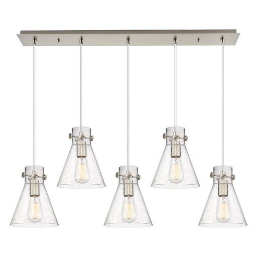 Innovations Newton Cone 5Lt 8" CL Pendant, SN/SD - 125-410-1PS-SN-G411-8SDY
