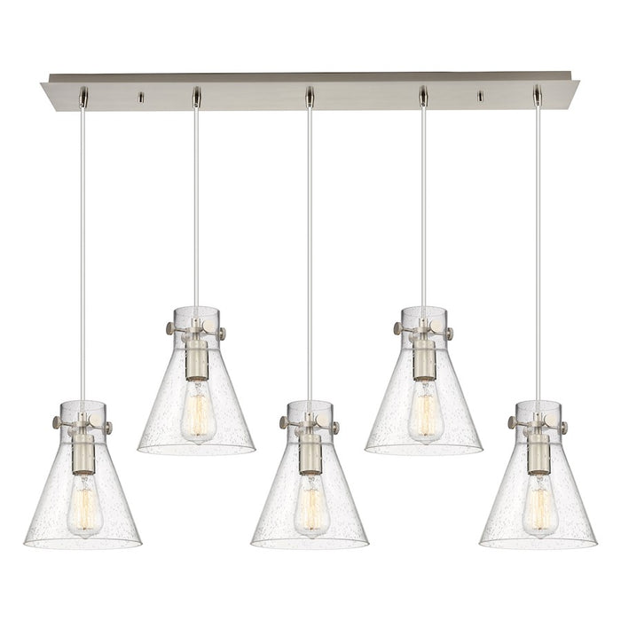 Innovations Newton Cone 5Lt 8" CL Pendant, SN/SD - 125-410-1PS-SN-G411-8SDY