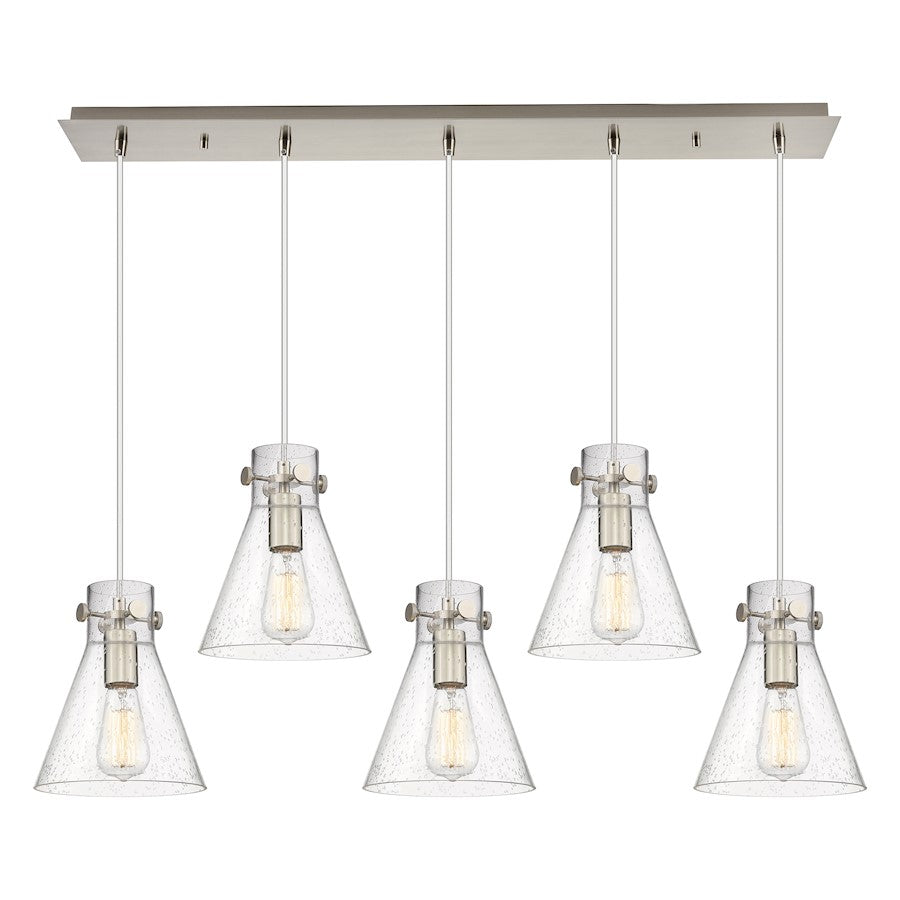Innovations Newton Cone 5Lt 8" CL Pendant, SN/SD - 125-410-1PS-SN-G411-8SDY