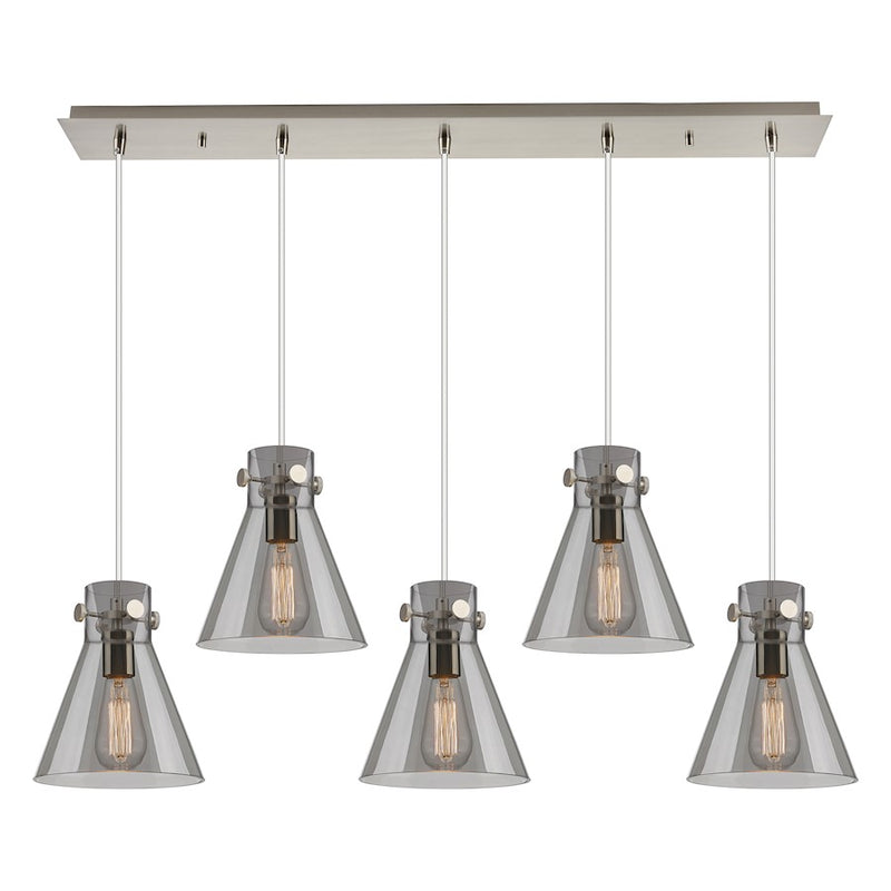Innovations Newton Cone 5Lt 8" CL Pendant, SN/SM - 125-410-1PS-SN-G411-8SM