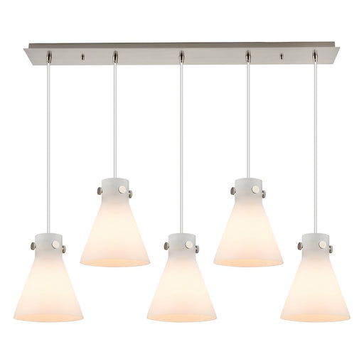 Innovations Newton Cone 5Lt 8" CL Pendant, SN/WH - 125-410-1PS-SN-G411-8WH