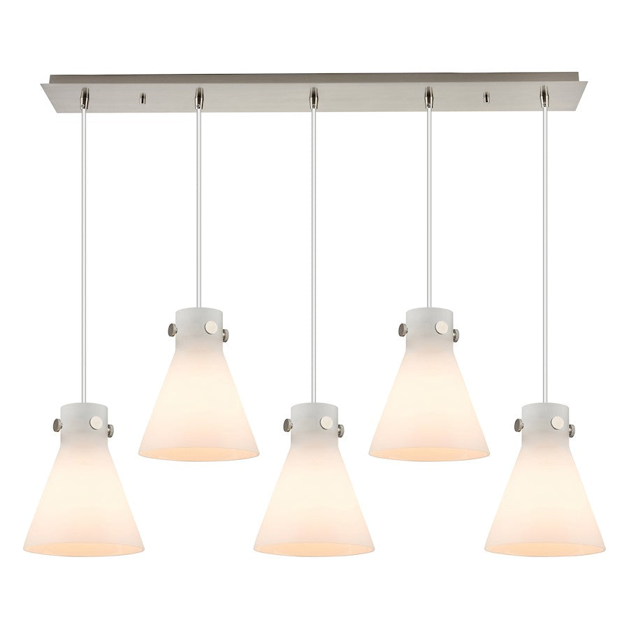 Innovations Newton Cone 5Lt 8" CL Pendant, SN/WH - 125-410-1PS-SN-G411-8WH