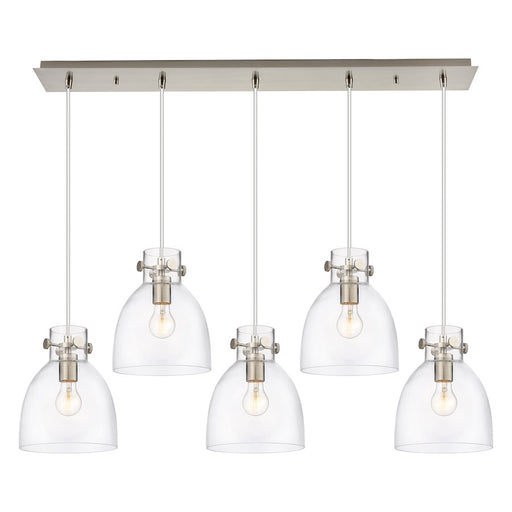 Innovations Newton Bell 5Lt 8" CL Pendant, SN/CL - 125-410-1PS-SN-G412-8CL