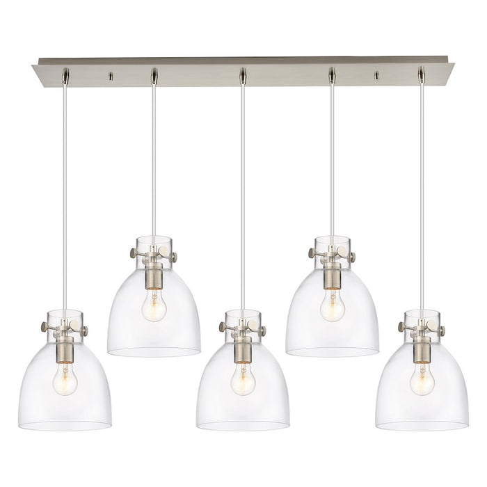 Innovations Newton Bell 5Lt 8" CL Pendant, SN/CL - 125-410-1PS-SN-G412-8CL