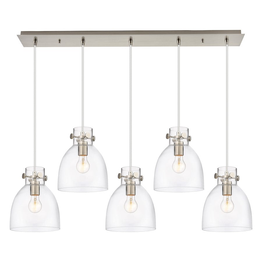 Innovations Newton Bell 5Lt 8" CL Pendant, SN/CL - 125-410-1PS-SN-G412-8CL