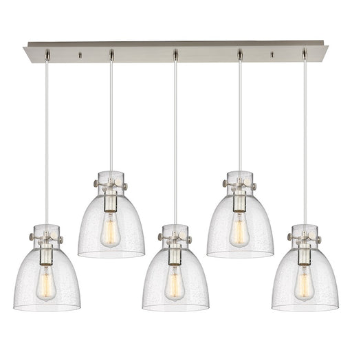 Innovations Newton Bell 5Lt 8" CL Pendant, SN/SD - 125-410-1PS-SN-G412-8SDY