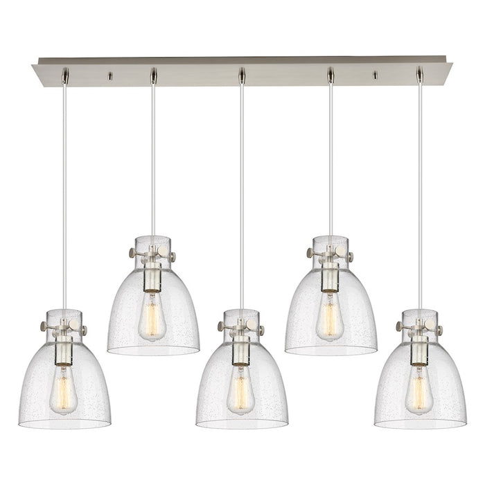 Innovations Newton Bell 5Lt 8" CL Pendant, SN/SD - 125-410-1PS-SN-G412-8SDY