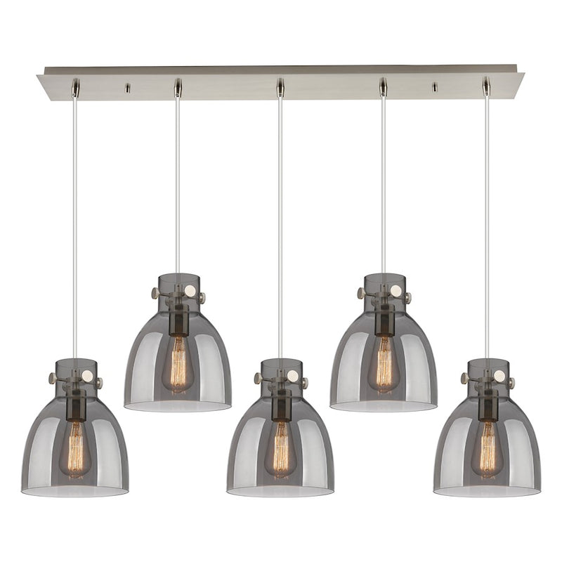 Innovations Newton Bell 5Lt 8" CL Pendant, SN/SM - 125-410-1PS-SN-G412-8SM