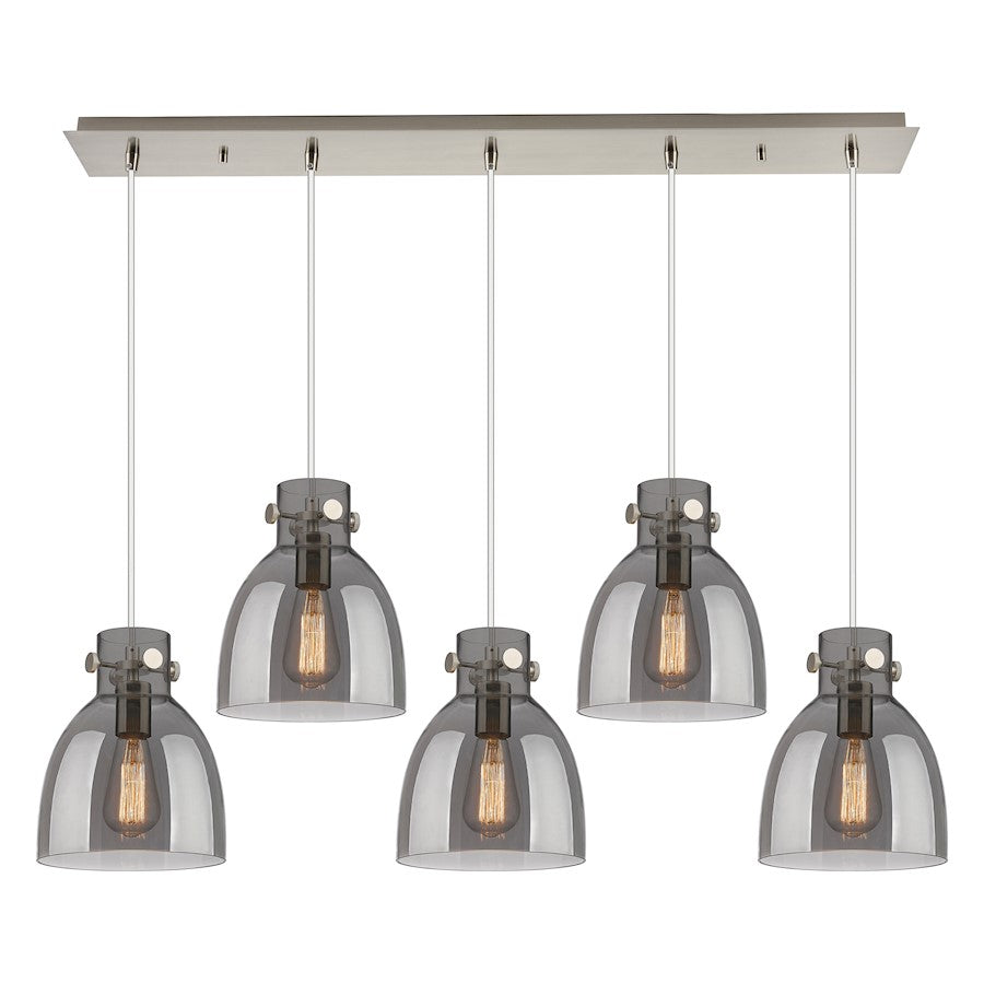 Innovations Newton Bell 5Lt 8" CL Pendant, SN/SM - 125-410-1PS-SN-G412-8SM