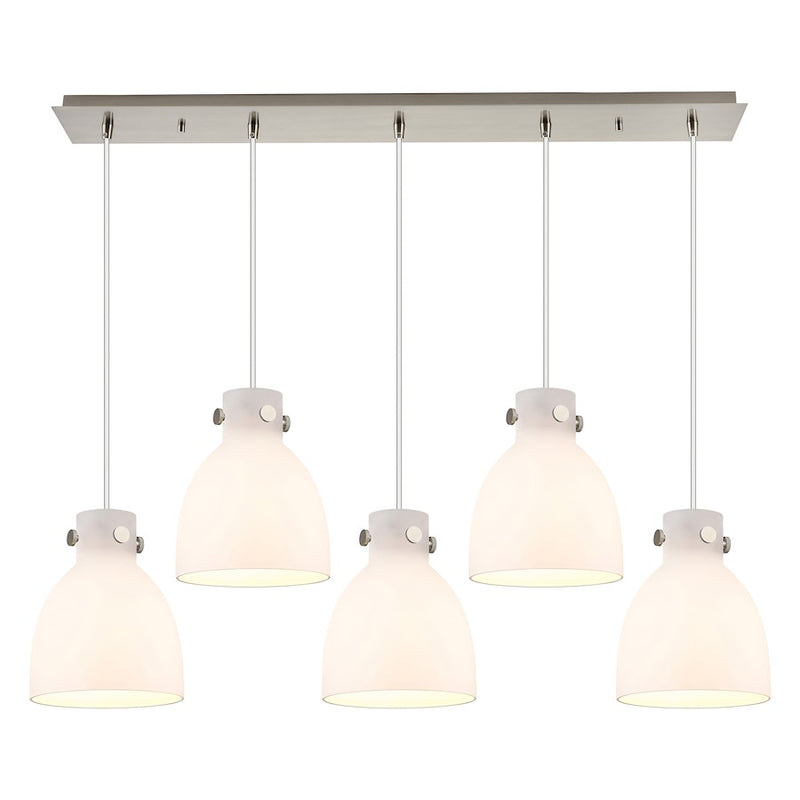 Innovations Newton Bell 5Lt 8" CL Pendant, SN/WH - 125-410-1PS-SN-G412-8WH