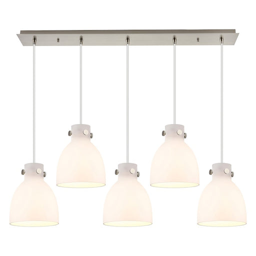 Innovations Newton Bell 5Lt 8" CL Pendant, SN/WH - 125-410-1PS-SN-G412-8WH