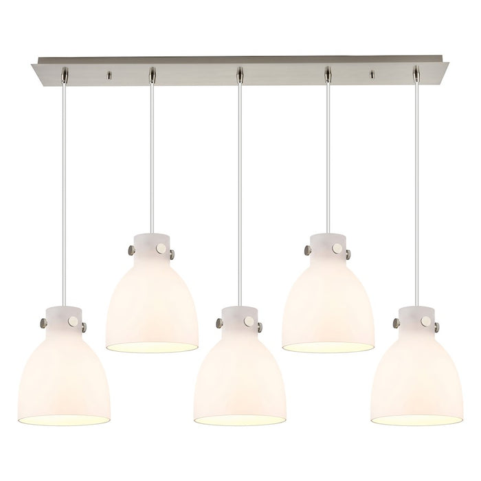 Innovations Newton Bell 5Lt 8" CL Pendant, SN/WH - 125-410-1PS-SN-G412-8WH