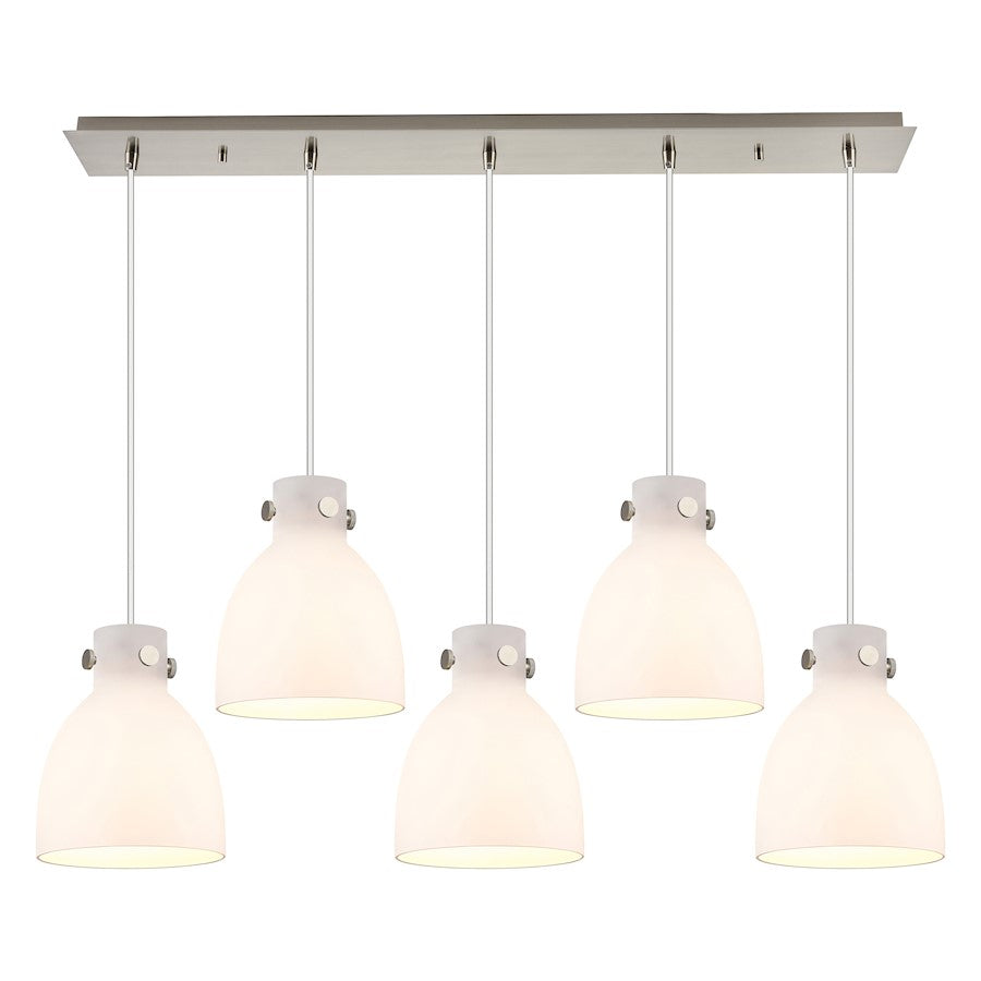 Innovations Newton Bell 5Lt 8" CL Pendant, SN/WH - 125-410-1PS-SN-G412-8WH