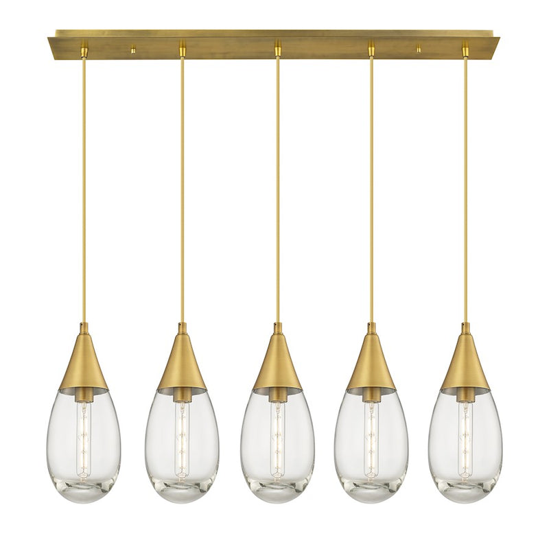 Innovations Malone 5Lt 6" Cord Linear Pendant, BS/CL - 125-450-1P-BB-G450-6CL