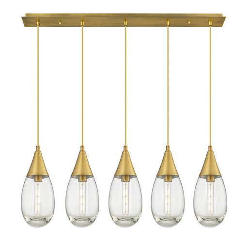 Innovations Malone 5Lt 6" Cord Linear Pendant, BS/CL - 125-450-1P-BB-G450-6CL