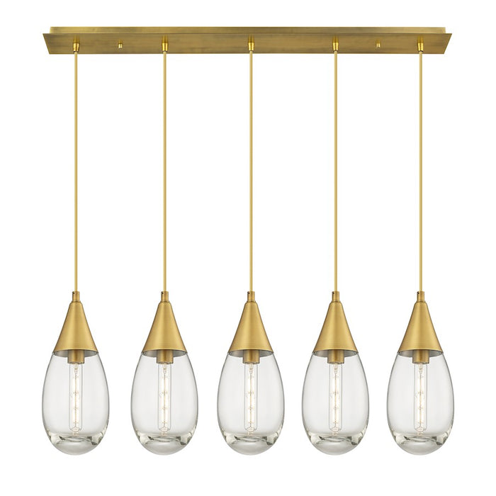 Innovations Malone 5Lt 6" Cord Linear Pendant, BS/CL - 125-450-1P-BB-G450-6CL