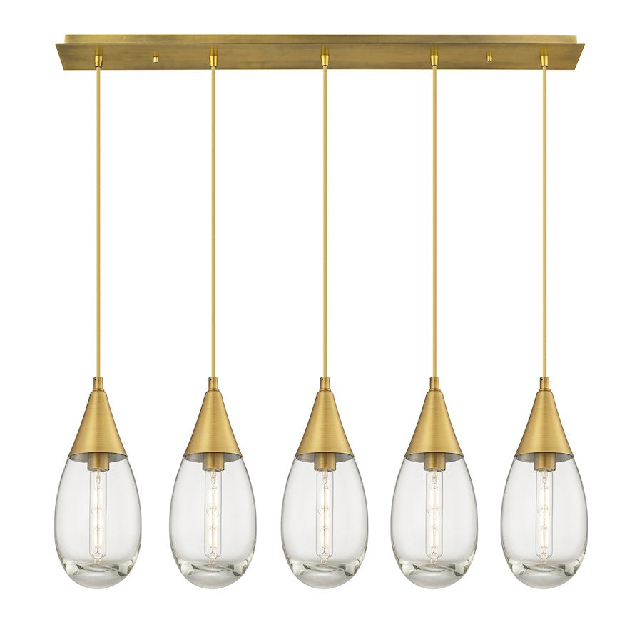 Innovations Malone 5Lt 6" Cord Linear Pendant, BS/CL - 125-450-1P-BB-G450-6CL