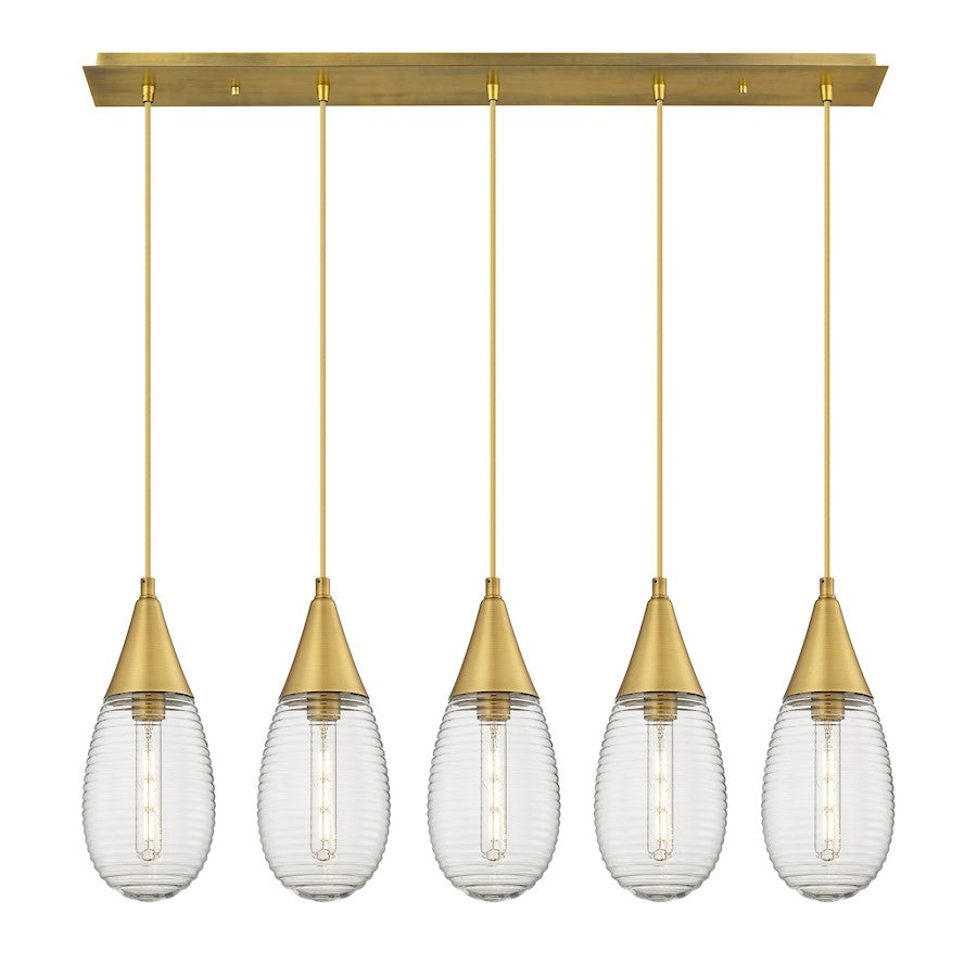 Innovations Malone 5Lt 6" Cord Linear Pendant, BS/SCL - 125-450-1P-BB-G450-6SCL