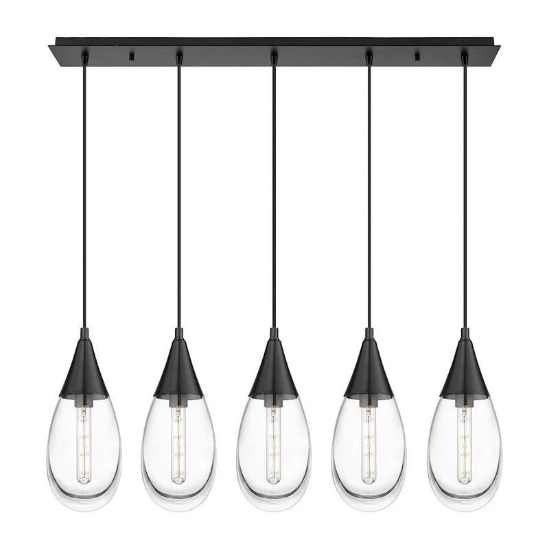 Innovations Malone 5Lt 6" Cord Linear Pendant, BK/CL - 125-450-1P-BK-G450-6CL