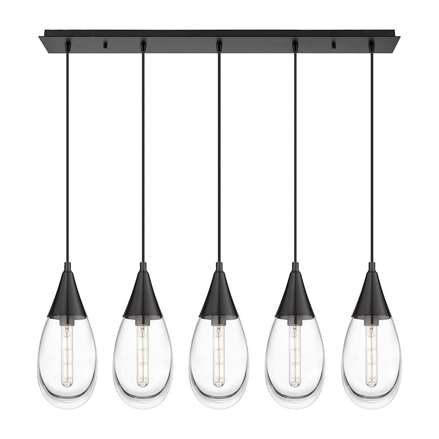 Innovations Malone 5Lt 6" Cord Linear Pendant, BK/CL - 125-450-1P-BK-G450-6CL