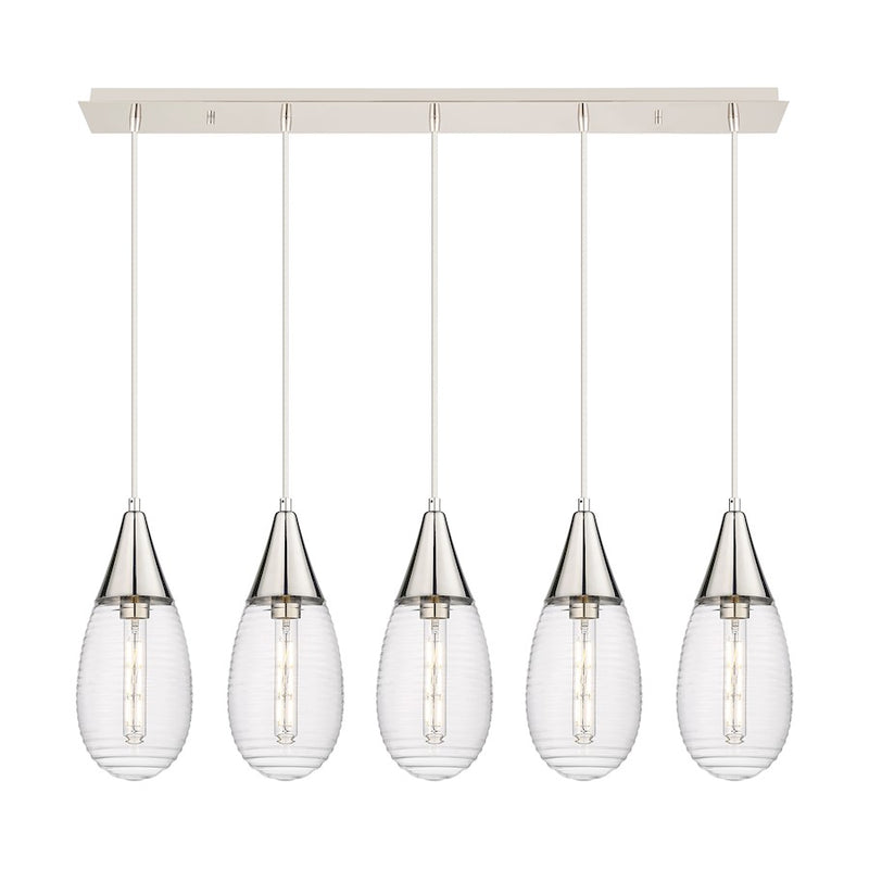 Innovations Malone 5Lt 6" Cord Linear Pendant, PN/Clear - 125-450-1P-PN-G450-6CL