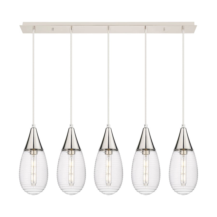 Innovations Malone 5Lt 6" Cord Linear Pendant, PN/Clear - 125-450-1P-PN-G450-6CL