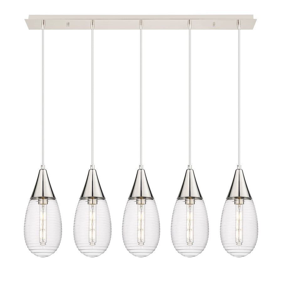 Innovations Malone 5Lt 6" Cord Linear Pendant, PN/SCL - 125-450-1P-PN-G450-6SCL