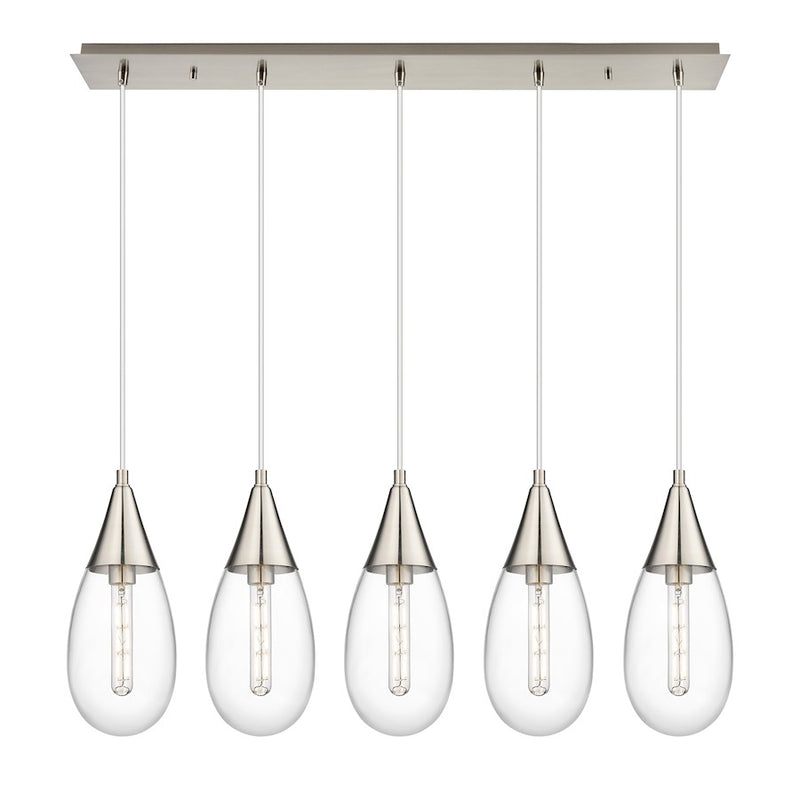 Innovations Malone 5Lt 6" Cord Linear Pendant, SN/Clear - 125-450-1P-SN-G450-6CL