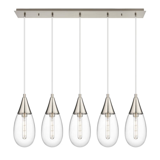 Innovations Malone 5Lt 6" Cord Linear Pendant, SN/Clear - 125-450-1P-SN-G450-6CL
