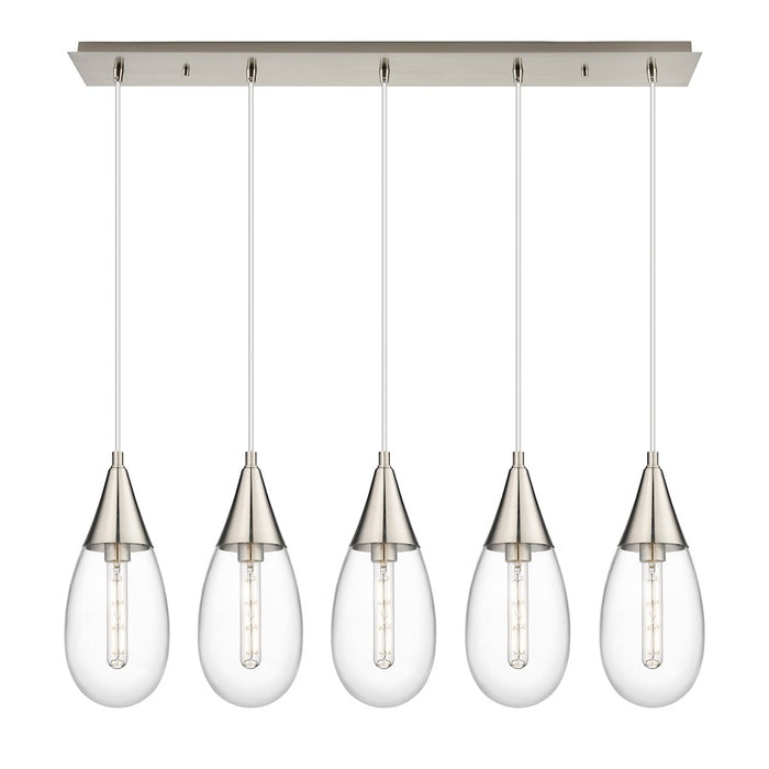 Innovations Malone 5Lt 6" Cord Linear Pendant, SN/Clear - 125-450-1P-SN-G450-6CL