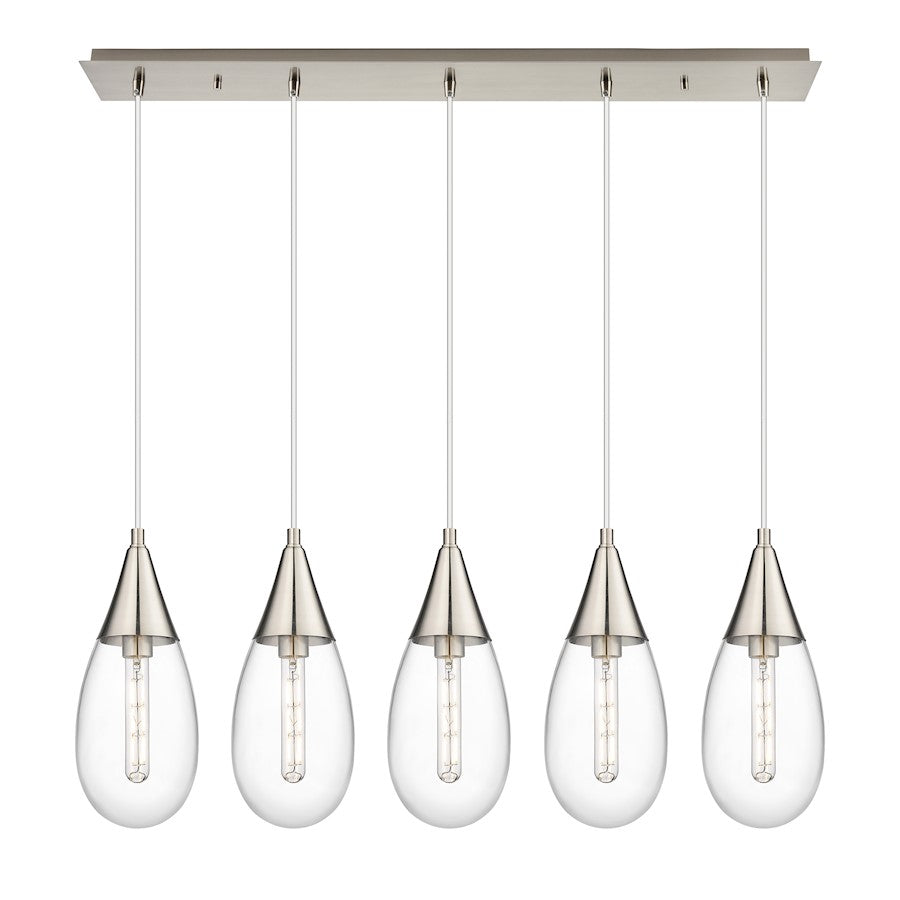 Innovations Malone 5Lt 6" Cord Linear Pendant, SN/Clear - 125-450-1P-SN-G450-6CL
