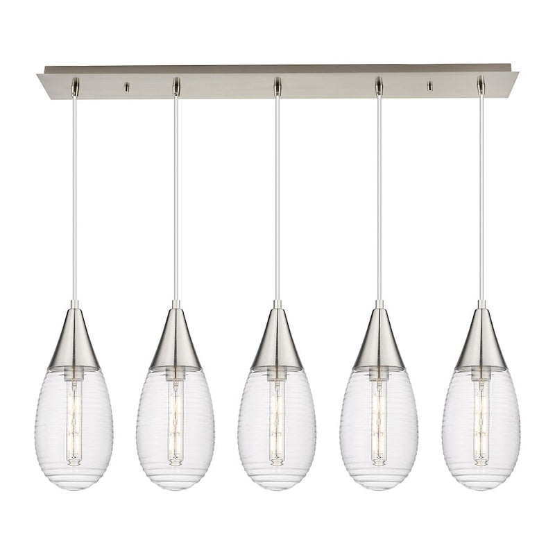 Innovations Malone 5Lt 6" Cord Linear Pendant, SN/SCL - 125-450-1P-SN-G450-6SCL