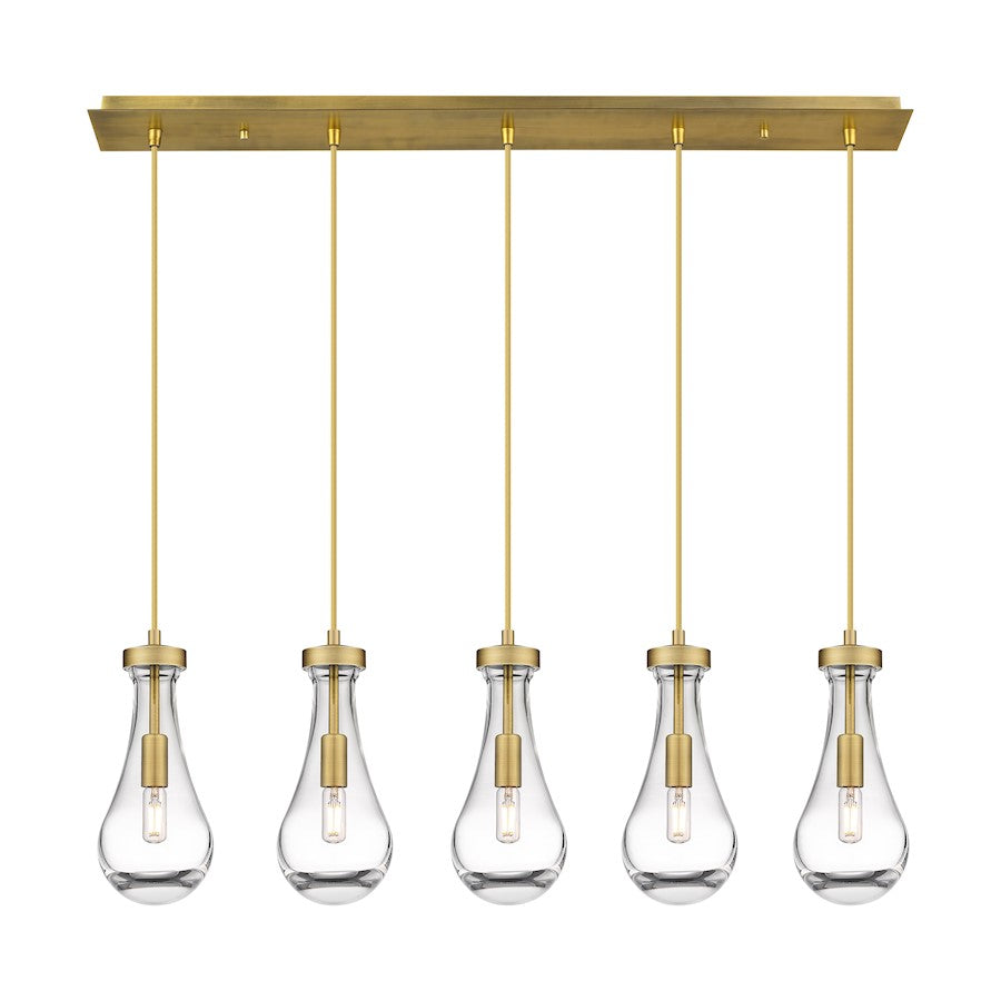 Innovations Owego 5Lt 5" Cord Linear Pendant, BS/CL - 125-451-1P-BB-G451-5CL