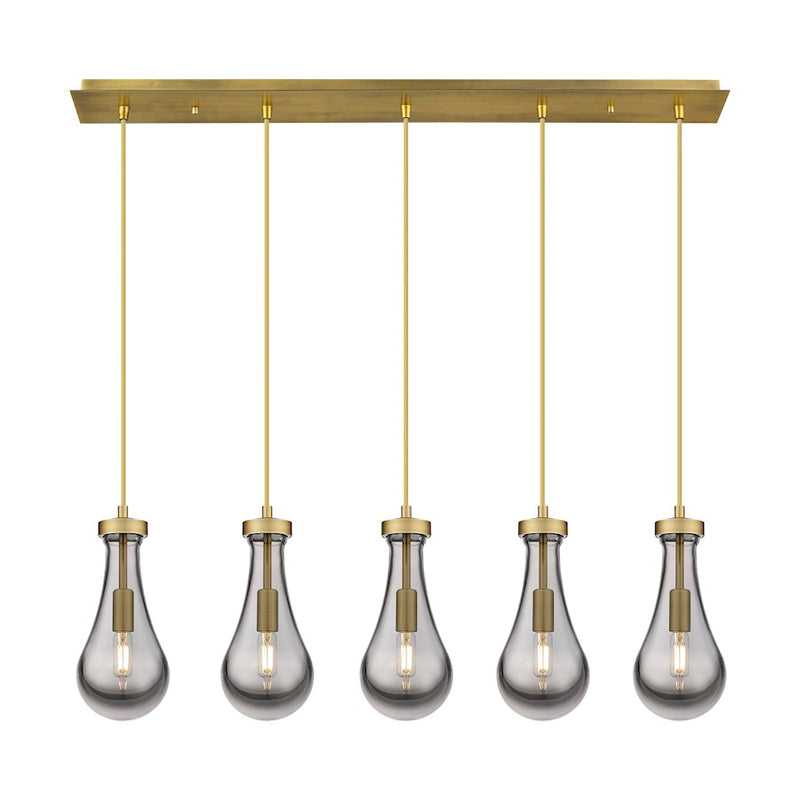 Innovations Owego 5Lt 5" Cord Linear Pendant, BS/SM - 125-451-1P-BB-G451-5SM