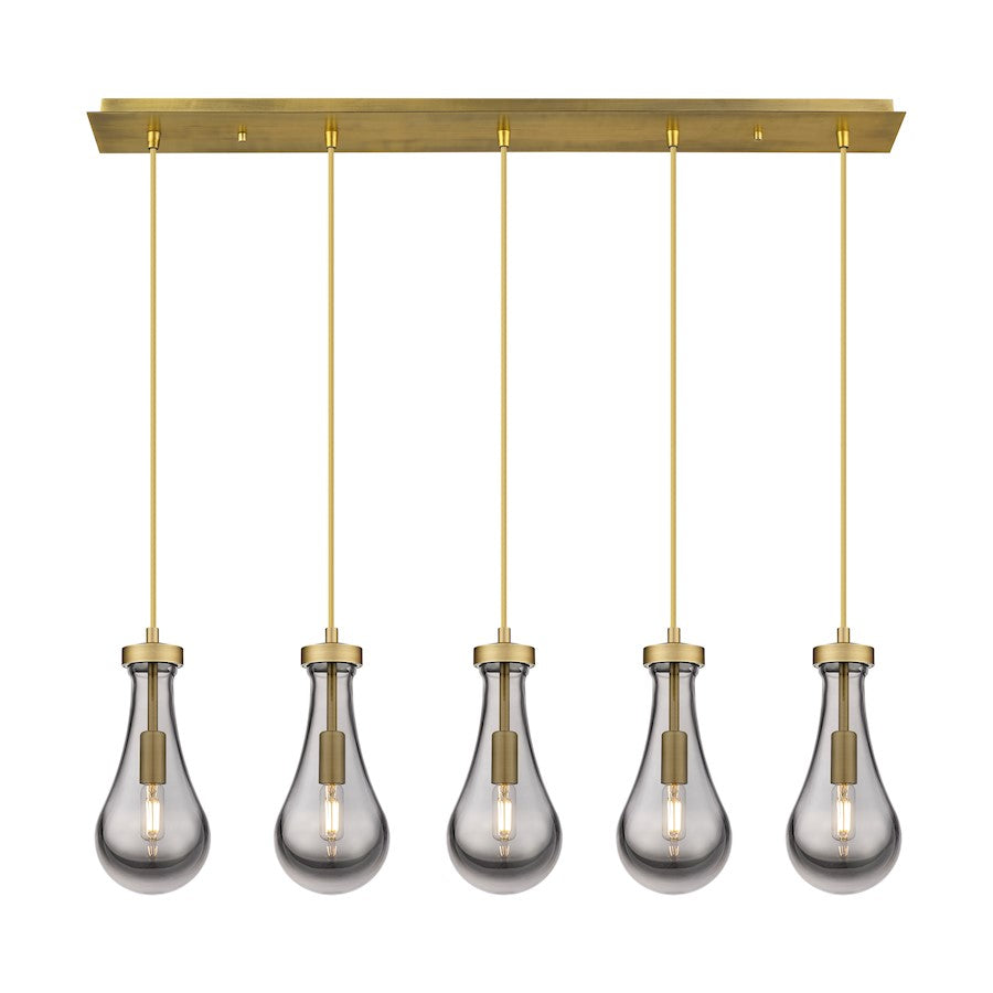 Innovations Owego 5Lt 5" Cord Linear Pendant, BS/SM - 125-451-1P-BB-G451-5SM