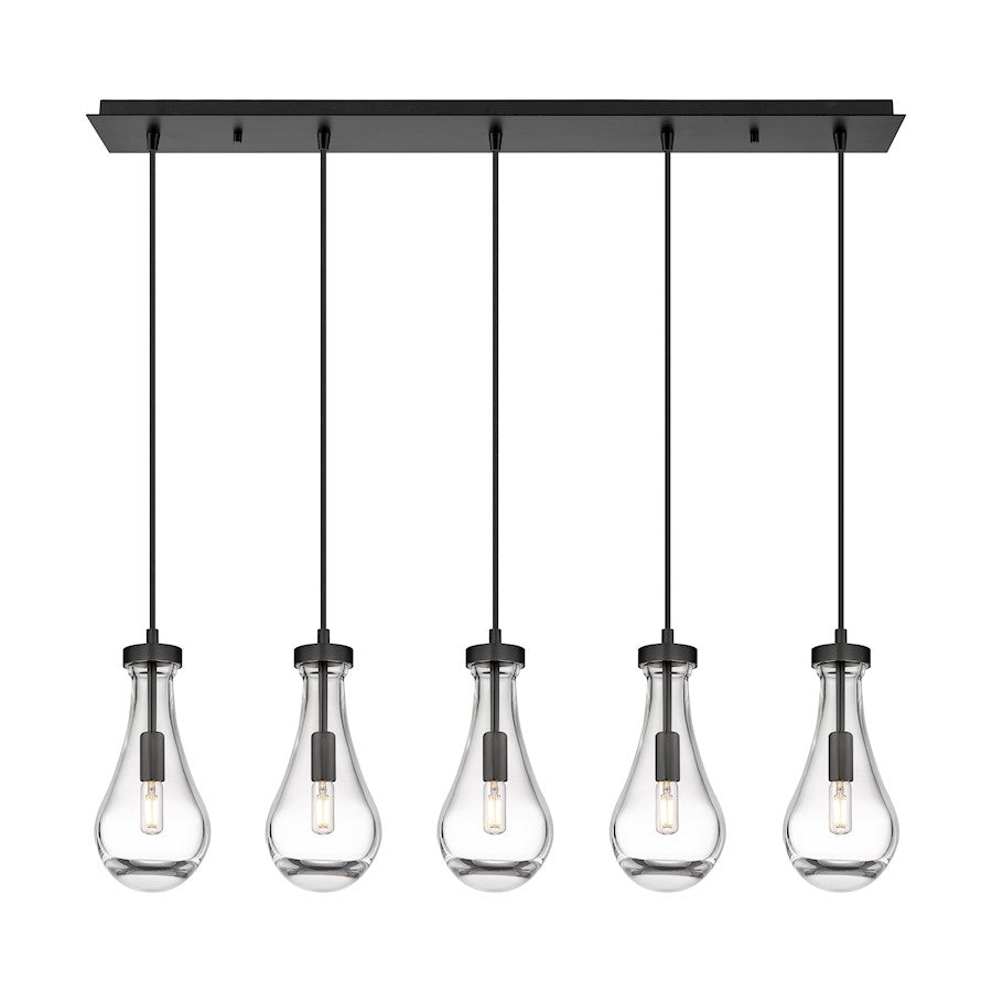 Innovations Owego 5Lt 5" Cord Linear Pendant, BK/CL - 125-451-1P-BK-G451-5CL