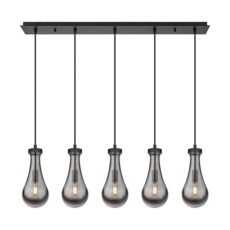 Innovations Owego 5Lt 5" Cord Linear Pendant, BK/SM - 125-451-1P-BK-G451-5SM