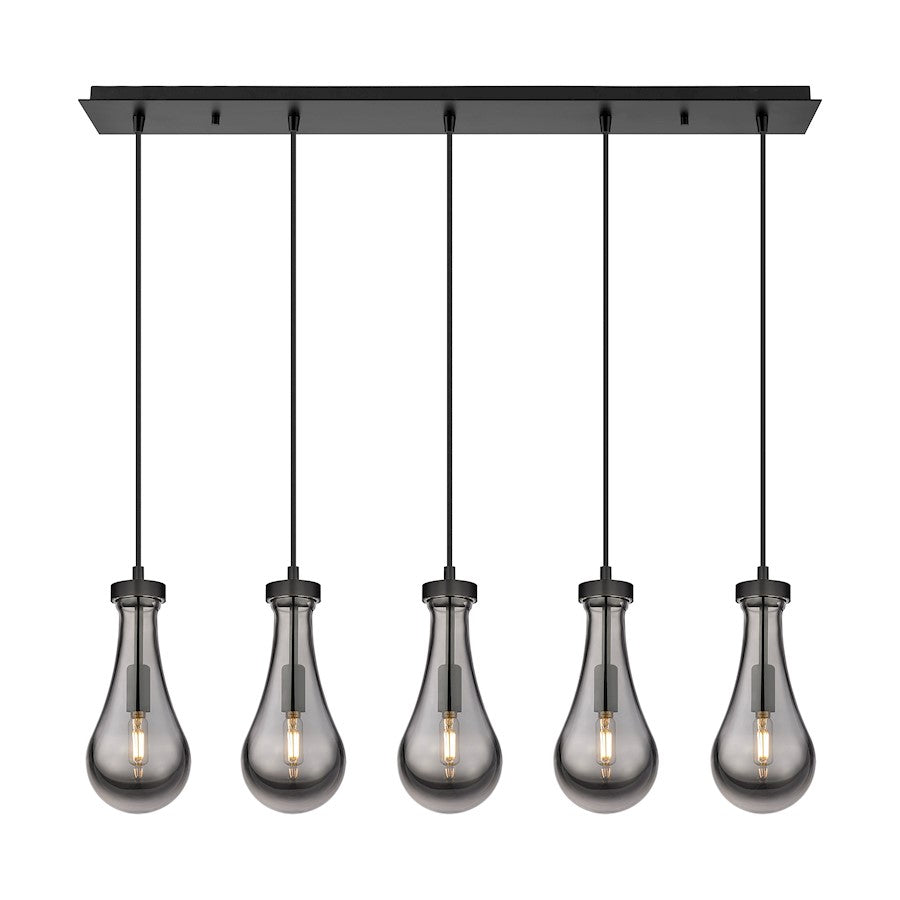 Innovations Owego 5Lt 5" Cord Linear Pendant, BK/SM - 125-451-1P-BK-G451-5SM