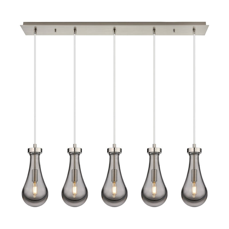 Innovations Owego 5Lt 5" Cord Linear Pendant, SN/Smoke - 125-451-1P-SN-G451-5SM