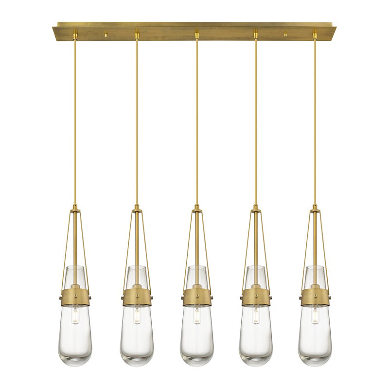 Innovations Milan 5Lt 4" Cord Linear Pendant, BS/CL - 125-452-1P-BB-G452-4CL