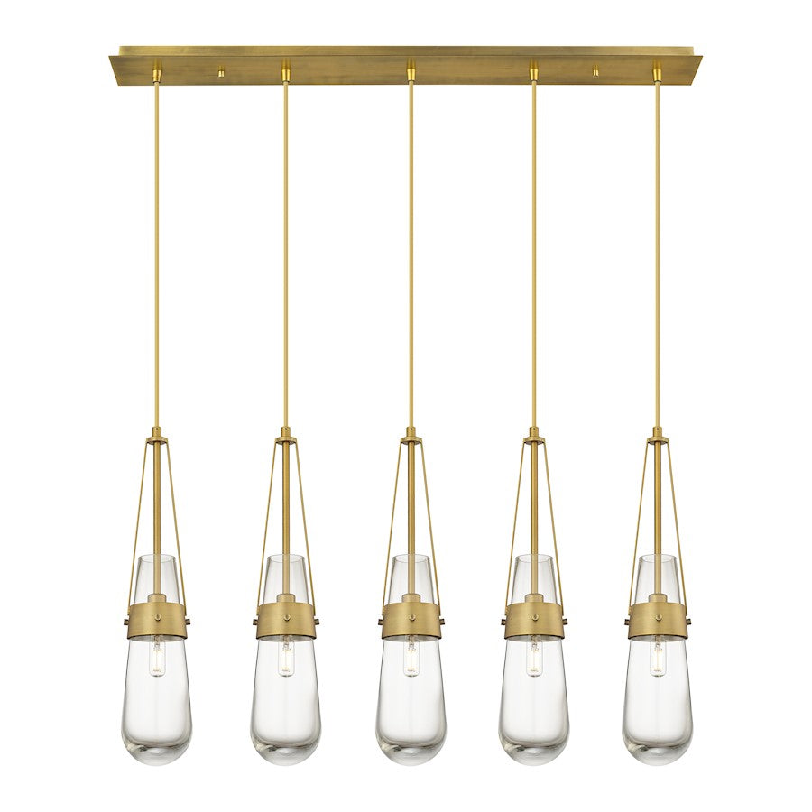 Innovations Milan 5Lt 4" Cord Linear Pendant, BS/CL - 125-452-1P-BB-G452-4CL