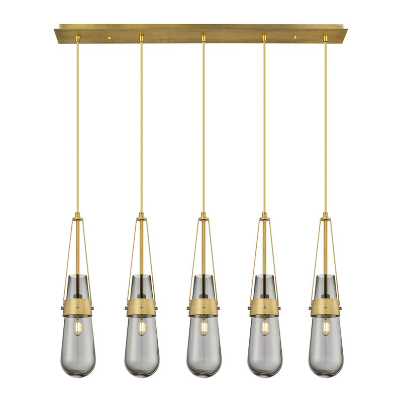 Innovations Milan 5Lt 4" Cord Linear Pendant, BS/SM - 125-452-1P-BB-G452-4SM