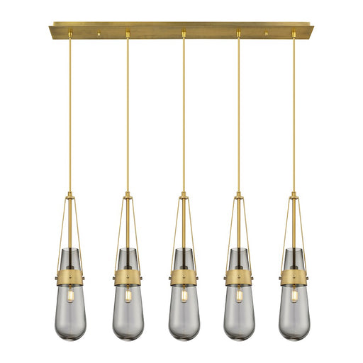 Innovations Milan 5Lt 4" Cord Linear Pendant, BS/SM - 125-452-1P-BB-G452-4SM