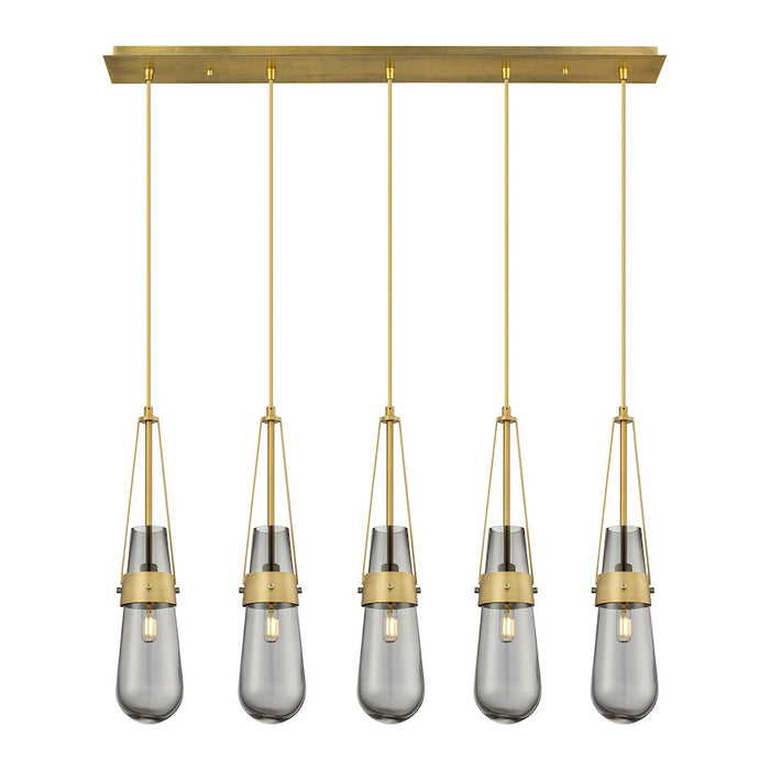 Innovations Milan 5Lt 4" Cord Linear Pendant, BS/SM - 125-452-1P-BB-G452-4SM