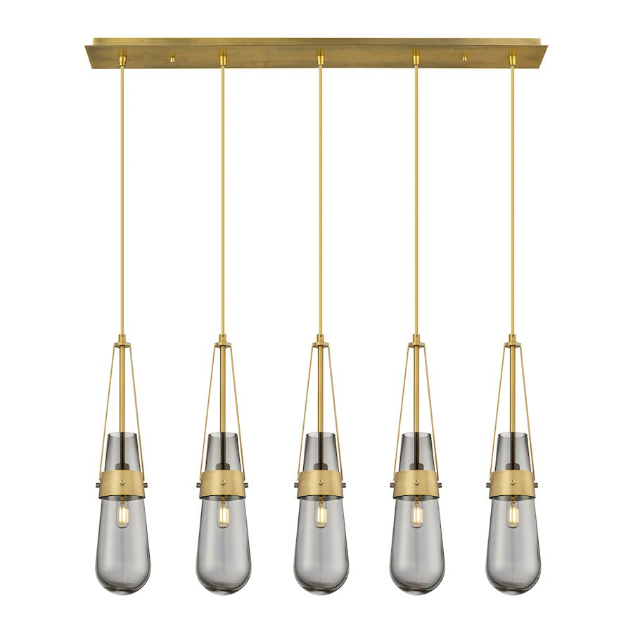 Innovations Milan 5Lt 4" Cord Linear Pendant, BS/SM - 125-452-1P-BB-G452-4SM