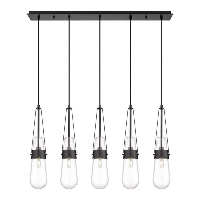 Innovations Milan 5Lt 4" Cord Linear Pendant, BK/CL - 125-452-1P-BK-G452-4CL
