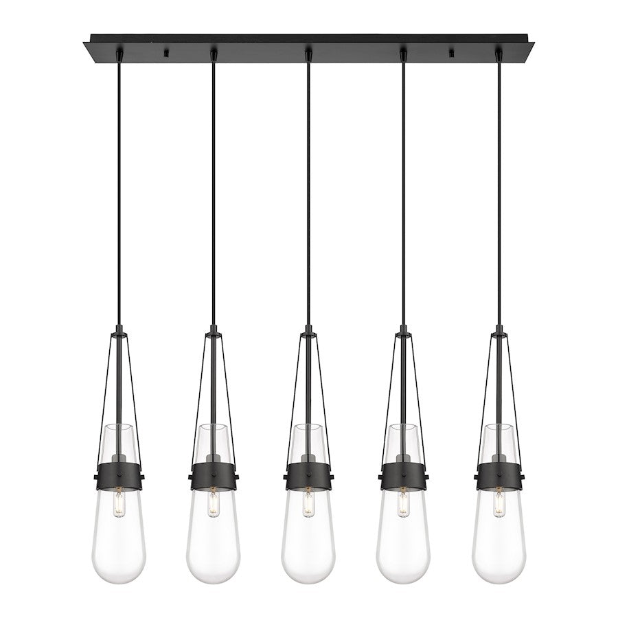 Innovations Milan 5Lt 4" Cord Linear Pendant, BK/CL - 125-452-1P-BK-G452-4CL